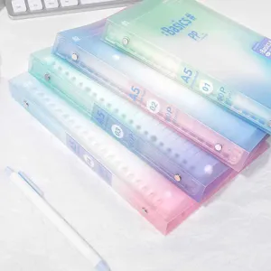 Pastel gradient A5 loose leaf binder notebook with replaceable inner pages for students and school.