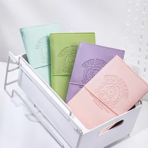 Leuk pastel notitieboek met elastieksluiting, zacht lederen dagboek voor meisjes.