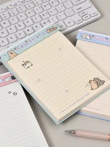 Detalle de cuaderno lindo de gato de dibujos animados con líneas y diseño 80 pág