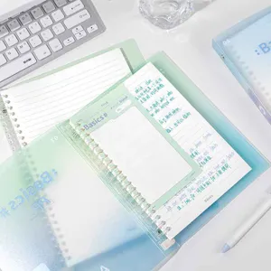 Transparent soft cover loose-leaf notebook with lined inner pages for students and office use.