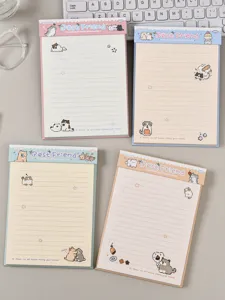 Lindo juego de blocs de notas B6 arrancables con líneas y adorables ilustraciones de gatos.
