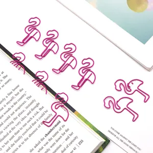 Cute flamingo paper clips creative metal bookmarks for office school stationery supplies
