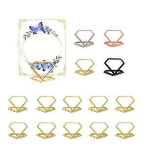 Diamantvormige Metalen Memo Clip Kaart Houder Foto Standaard Koolstofstaal Draad Tafel Nummer Houder Bruiloft Desktop Decor