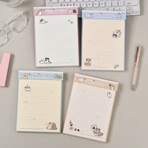 Bloc de Notas Rayado B6 Lindo Gato de Dibujos Animados Estudiante Notas Adhesivas Portátiles Kawaii Memo Pad Escritura Diaria Papelería