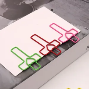Colorful heart cross metal paper clips, creative shaped bookmarks for office and school use.