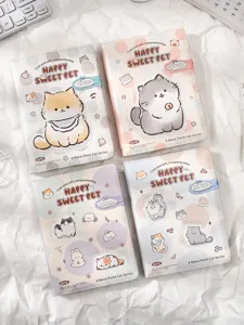 Süßes Cartoon Katzen Design Magnet Schnalle Notizbuch Set, frischer Planer für Schüler.