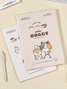 Carnet ligné B5 au design de chiot mignon avec couverture en PVC, idéal pour les élèves et le journal.