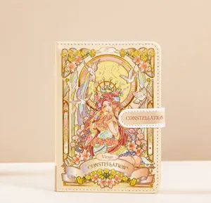 Detailed view of the exquisite constellation themed magnetic buckle notebook cover design.