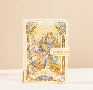 Magnetic clasp notebook with Taurus constellation illustration, 36K size, gold foil PU cover.