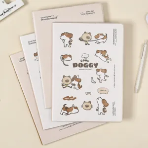 Carnet Ligné Chien de Dessin Animé Mignon Couverture PVC Journal d'Étudiant Bloc-Notes Écriture Journalier Fournitures Scolaires et de Bureau