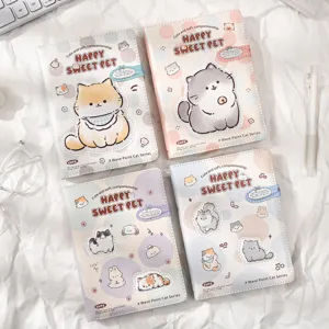 Cartoon Süße Katze Magnetverschluss 36K Notizbuch Schüler Ins Stil Bunte Seite Planer Tragbare Tagebuch Notizblock