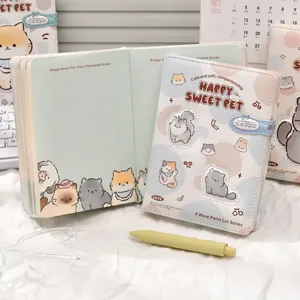 Süßes Katzen Magnet Notizbuch Schüler Schreibwaren Planer kawaii ästhetisches Tagebuch.