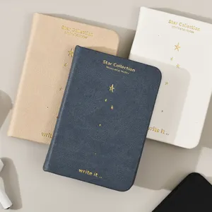 Cuaderno minimalista de cuero PU A6 diario de bolsillo con páginas interiores en blanco.