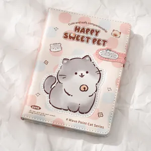 Niedliches rosa Katzen Design Magnet Notizbuch Tagebuch mit bunten Seiten für Mädchen.