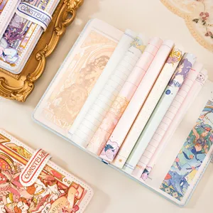 Constellation PU leather journal notebook with magnetic buckle and gold foil pages.