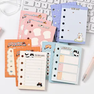 Cute cat M5 loose leaf planner refill set, aesthetic sticky memo pads for student daily notes.