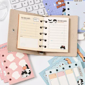Cute cat M5 loose-leaf notebook binder set with refill paper for student journal planner