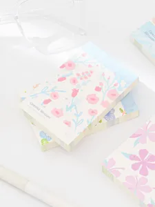 Korean style floral memo pad aesthetic stationery journal paper notepad product detail shot.