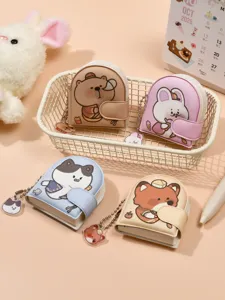 Cute mini cartoon animal notebook keychain set with hanging pendant, perfect gift.