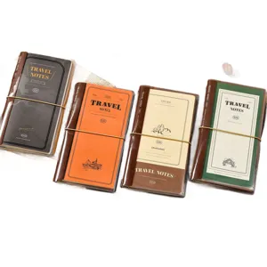 Portable 32K traveler notebook set with leather cover and elastic band for daily journaling and plans.