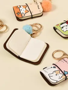 Mini PU leather notebook keychain cute cat cartoon pendant bag backpack accessory charm