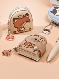 Cute mini pendant notebook keychain with adorable cartoon animal design and cute charms.