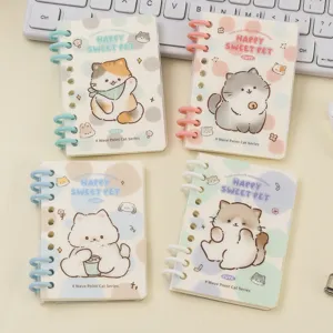 Cute Cat Spiral Notebook Portable Mini Pocket Notebook A6 Student Stationery Diary Notepad