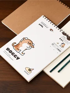 Carnet de croquis spirale A4 pour dessin et esquisse, design de couverture chien mignon.
