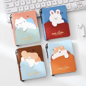 Cuaderno de Bolsillo Portátil Lindo Animal Dibujos Animados Cubierta de Cuero PU Pequeño Diario Agenda de Viaje Papelería