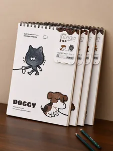 Carnet de croquis spirale A4 avec couverture de chiot, parfait pour le dessin et les artistes.