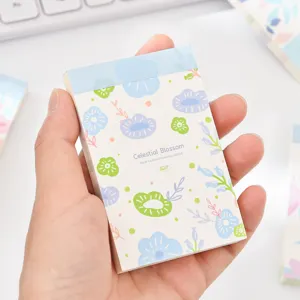 Korean style sticky note memo pad with cute floral cover design, portable pocket stationery.