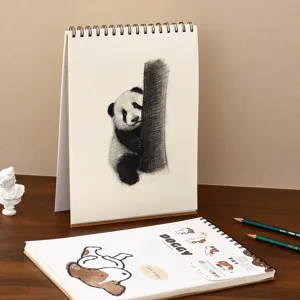 Lot de carnets de croquis spirale A4 avec illustrations de panda et chien pour le dessin artistique.