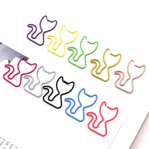 Cute cat shaped metal paper clips colorful iron bookmarks for office school stationery details