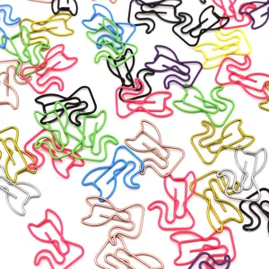 Cute cat shaped paper clips metal colorful stationery clips for office school documents