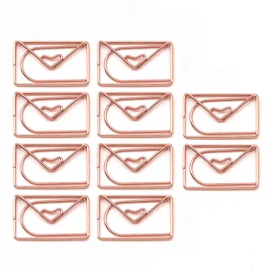 Roségold Metall Büroklammern in Umschlag Form niedliche Herzen Büroklammer 10Stk