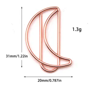 Trombone en métal en forme de croissant de lune rose gold papeterie de bureau