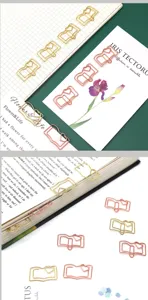 Metal book paper clips creative gold rose gold stationery office school bookmarks set
