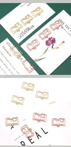 Cute metal book paperclips with heart design, gold and rose gold office stationery bookmarks.