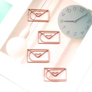 Roségoldene Umschlagform Metall Büroklammern süß Herz Briefpapier Dokument Lesezeichen