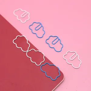 Clips para papel con forma de nube, alambre plastificado, papelería bonita para oficina, carpetas.