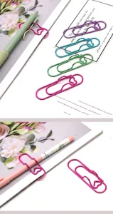Creative metal heart pen clips bookmark paperclips colorful notebook stationery accessories.