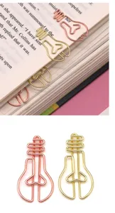 Graffette creative a forma di lampadina in metallo cancelleria kawaii segnalibri 2 pz
