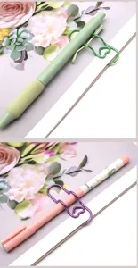 Heart-shaped metal pen clip creative notebook accessories portable paperclip pen holder