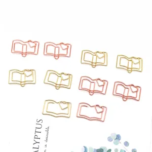 Creative Metal Book Heart Shape Paper Clips Cute Gold Rose Gold Stationery Office School Document Paper Clips Bookmark