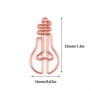 Graffetta a forma di lampadina oro rosa cancelleria metallo ufficio 33x16mm
