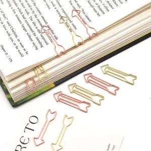 Creative arrow metal paper clips gold and rose gold cute stationery bookmarks for office file binding