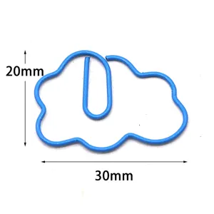 Bonitos sujetapapeles en forma de nube clips de metal azul para clasificar documentos