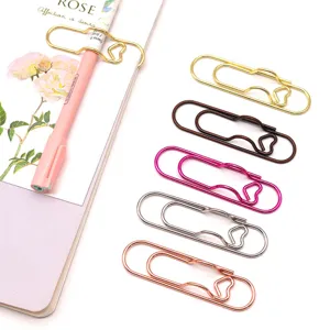 Surtido de clips metálicos para bolígrafos en forma de corazón para cuadernos y notas