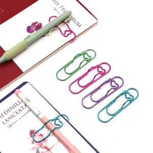 Creative Love Metal Paperclip And Pen Holder Cute Desktop Stationery Bookmark Office Notebook Accessories For Students