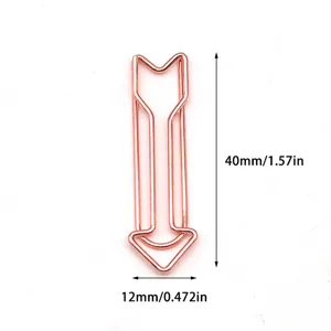 Rose gold metal arrow paperclip creative stationery office file binding clip 40x12mm
